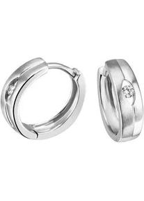 Paar Creolen Firetti "Schmuck Geschenk Silber 925 Ohrschmuck glitzernd", silber (silberfarben, kristallwei&szlig;, kristallwei&szlig;), Ohrringe, Damen, 14,9mm, Silber 925 (Sterlingsilber), mit Zirkonia (synth.)