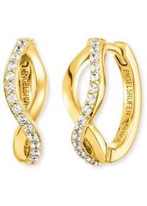 Paar Creolen Engelsrufer "Keep it so simple Paradise", gold (gelbgoldfarben, kristallwei&szlig;, kristallwei&szlig;), Ohrringe, Damen, 16,5mm, Silber 925 (Sterlingsilber), mit Zirkonia (synth.)