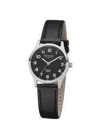 Regent Uhren Quarzuhr REGENT, schwarz (schwarz, schwarz), Armbanduhren, Damen, Quarzuhr, Armbanduhr, Damenuhr, Leuchtzeiger, Lederarmband, analog, &Oslash; ca. 27 mm