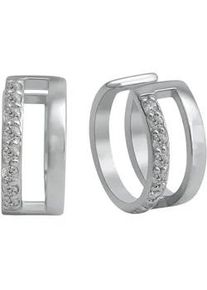 Paar Creolen Vivance "925-Sterling Silber rhodiniert Zirkonia", wei&szlig; (wei&szlig;, wei&szlig;), Ohrringe, Damen, one-size, Silber 925 (Sterlingsilber)