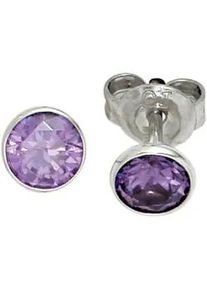 Paar Ohrstecker Jobo, silber (silber 925), Ohrringe, Damen, 5,5mm, Silber 925 (Sterlingsilber), rund 925 Silber mit Zirkonia