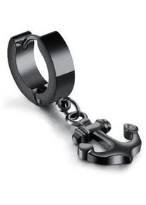 Single-Creole Firetti "Schmuck Geschenk Ohrschmuck einzeln Anker", schwarz, Ohrringe, Damen, 13mm, Edelstahl