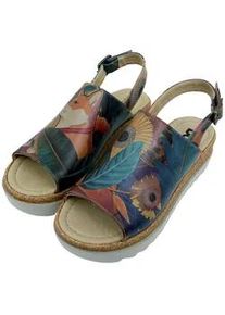 Sandalette DOGO "Gigi Sandale Blooming Dog Damen Sandalen", Damen, Gr. 40, Normalschaft, blau, Lederimitat, Schuhe Sandalette, Handgefertigt