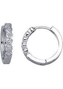 Paar Creolen Firetti "Schmuck Geschenk Silber 925 Ohrschmuck Ohrringe Herzen", silber (silberfarben), Ohrringe, Damen, 16,9mm, 0,01 P3 = leicht erkennbare Einschl&uuml;sse, Diamanten Silber 925 (Sterlingsilber), Diamanten, Silber 925 (Sterlingsilber), mit Diamant