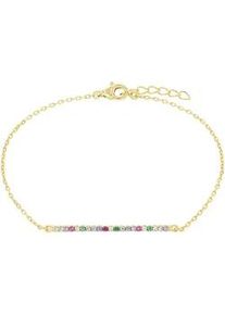 Armband Amor "Regenbogen-Design", gold (gelbgoldfarben, blau, lila, rot, apricot, gr&uuml;n, blau, lila, rot, apricot, gr&uuml;n), Armb&auml;nder, Damen, 19cm, Silber 925 (Sterlingsilber), Armband, mit Zirkonia (synth.)