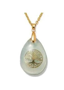 Kette mit Anh&auml;nger Firetti "Schmuck Geschenk Lebensbaum", gold (gelbgoldfarben, gr&uuml;n), Halsketten, Damen, Edelstahl, L: 50 B: 2mm, Made in Germany - mit Rosenquarz, Lapislazuli, Aventurin oder Amethyst, B:2mm