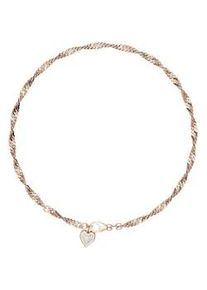 Fu&szlig;kette mit Anh&auml;nger Firetti "Schmuck Geschenk Silber 925 K&ouml;rperschmuck Herz+LIEBE Singapurkette", rosa (ros&eacute;goldfarben, kristallwei&szlig;, kristallwei&szlig;), Fu&szlig;ketten, Damen, Silber 925 (Sterlingsilber), mit Zirkonia (synth.)