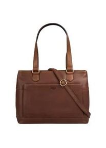 Pike Shopper PIK&Eacute;, Damen, Gr. B/H/T: 33cm x 25cm x 11cm onesize, braun, Leder, leicht gl&auml;nzend, unifarben, Taschen Shopper, echt Leder