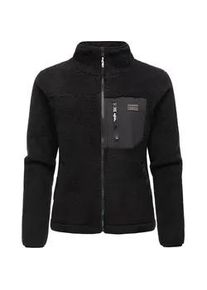 Pl&uuml;schjacke Ragwear "Alaris", Damen, Gr. 4XL (48), schwarz, Pl&uuml;sch, Material: 100% Polyester, Basic, oversize h&uuml;ftbedeckend, hoch geschlossener Ausschnitt, &Auml;rmel ohne &Auml;rmelschlitz normaler Saum mit Gummizug, Jacken, Kuschelige Fleecejacke mit Brusttasche