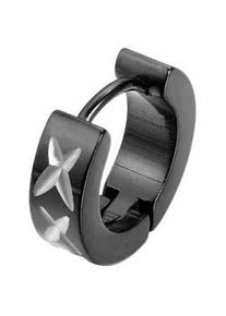 Single-Creole Firetti "Schmuck Geschenk Ohrschmuck einzeln BlackLine", schwarz (edelstahlfarben, schwarz), Ohrringe, Herren, 13,6mm, Edelstahl
