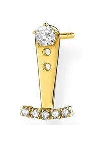Single-Ohrstecker Thomas Sabo "wei&szlig;e Steine gold, wei&szlig;e Steine silber", gold (gelbgoldfarben, wei&szlig;, kristallwei&szlig;), Ohrringe, Damen, Silber 925 (recycelt), mit Zirkonia (synth.) - Einh&auml;nger abnehmbar