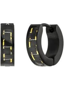 Paar Creolen Jobo, schwarz, Ohrringe, Damen, 13,4mm, Edelstahl, Edelstahl schwarz beschichtet