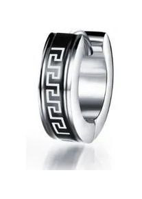 Single-Creole Firetti "Schmuck Geschenk Ohrschmuck einzeln Tribal - M&auml;ander", schwarz (edelstahlfarben, schwarz), Ohrringe, Herren, 12,8mm, Edelstahl