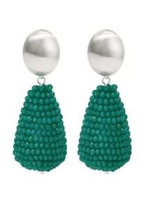 Paar Ohrclips FILIPPA FIRENZE "Milanese", bunt (silberfarben, gr&uuml;n), Ohrringe, Damen, Edelstahl Glas, Edelstahl, Glas, mit funkelnden Kristallen in Tropfenform