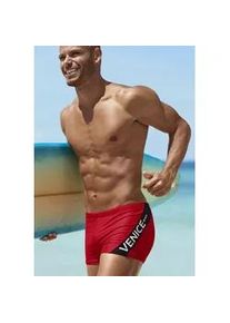 Boxer-Badehose Venice Beach, Herren, Gr. 8, N-Gr, rot, Recycling-Polyamid, unifarben mit Farbeinsatz, Badehosen, mit Logo-Schriftzug