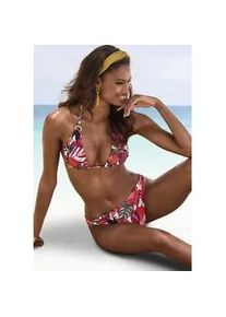 Triangel-Bikini-Top Lascana "Ava", Damen, Gr. 40, Cup A/B, rot (rot bedruckt), Recycling-Polyamid, bedruckt, Bikini-Oberteile, im tropischen Design