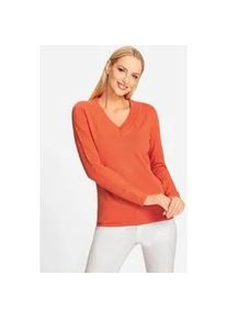 Strickpullover "V-Pullover", Damen, Gr. 48, orange, 100% Baumwolle, Rick Cardona BY HEINE, unifarben, Pullover Strickpullover