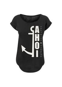 T-Shirt F4NT4STIC "PLUS SIZE Ahoi Anker Crop Knut & Jan Hamburg", Damen, Gr. XXL, schwarz, Obermaterial: 100% Baumwolle, regular fit, Rundhals, ohne B&uuml;ndchen, Shirts T-Shirt, Print