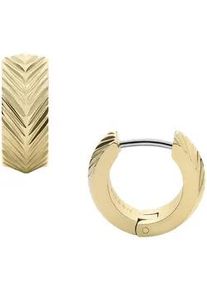 Paar Creolen Fossil "Schmuck Geschenk Edelstahl Ohrringe SADIE", gold (edelstahlfarben, gelbgoldfarben), Ohrringe, Damen, 13,5mm, Edelstahl