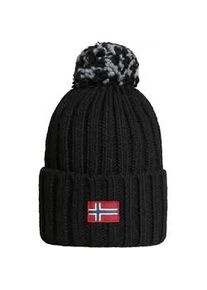 Beanie Napapijri "SEMIURY", Damen, schwarz, Rippstrick, Materialmix, M&uuml;tzen Beanie, mit Bommel
