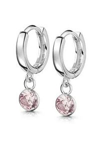 Paar Creolen Firetti "Schmuck Geschenk Silber 925 Glitzer Ohrschmuck Geschenk", bunt (silberfarben, pink, pink), Ohrringe, M&auml;dchen, 13mm, Silber 925 (Sterlingsilber), Made in Germany - mit Zirkonia (synth.)