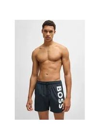 Badeshorts BOSS "Octopus", Herren, Gr. XL, N-Gr, schwarz (schwarz 001), Web, Obermaterial: 100% Polyacryl, bedruckt, unifarben, Badehosen Badeshorts, Mit BOSS Logoschriftzug, elastischer Taillenbund mit Kordel