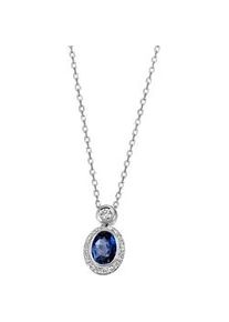 Kette mit Anh&auml;nger Firetti "Schmuck Geschenk Silber 925 Halsschmuck Halskette Ankerkette", blau (silberfarben, blau, kristallwei&szlig;), Halsketten, Damen, Silber 925 (Sterlingsilber), L: 45, mit Zirkonia (synth.)