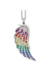 Kette mit Anh&auml;nger Engelsrufer "FL&Uuml;GEL", bunt (silberfarben, rosa, lila, rot, gelb, gr&uuml;n, blau), Halsketten, Damen, Silber 925 (Sterlingsilber), L: 50, mit Zirkonia (synth.)