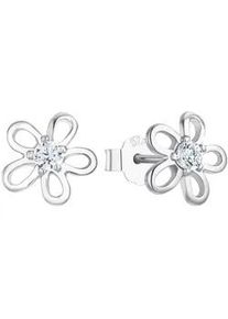 Paar Ohrstecker Amor "Flowers", bunt (silberfarben, wei&szlig;, kristallwei&szlig;), Ohrringe, Damen, Silber 925 (Sterlingsilber), mit Zirkonia (synth.)