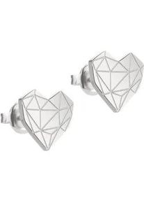 Paar Ohrstecker Liebeskind Berlin "Schmuck Geschenk Edelstahl Ohrringe Herz", silber (edelstahlfarben), Ohrringe, Damen, Edelstahl