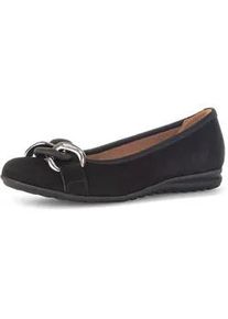 Ballerina Gabor "FLORENZ", Damen, Gr. 36, schwarz, Ziegenveloursleder, Schuhe Ballerina, Keilabsatz, Bequemschuh, Slipper, Businessschuh in Weite G (=weit)