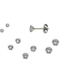 Paar Ohrstecker Vivance "925 Silber Set 3 Paar 3mm", wei&szlig; (wei&szlig;, wei&szlig;), Ohrringe, Damen, one-size, Silber 925 (Sterlingsilber)