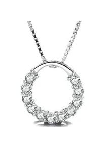 Kette mit Anh&auml;nger Firetti "Schmuck Geschenk Silber 925 Halsschmuck Halskette Venezianer Kreis", silber (silberfarben, kristallwei&szlig;), Halsketten, Damen, Silber 925 (Sterlingsilber), L: 45 B: 0,65mm, Made in Germany - mit Kristallstein (synth.), B:0,65mm