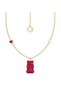 Kette mit Anh&auml;nger Thomas Sabo "Thomas Sabo x HARIBO: Kette mit Goldb&auml;r" Gr. 45, bunt (gelbgoldfarben, rot, wei&szlig;), Halsketten, Damen, 45, Perlen Silber 925 (recycelt), Perlen, Silber 925 (recycelt), mit Kristallglas, Zirkonia (synth.) - mit S&uuml;&szlig;wasserzuchtperle