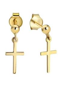 Paar Ohrstecker Firetti "Schmuck Geschenk Gold 375 Ohrschmuck Kreuz", gold (gelbgoldfarben), Ohrringe, Damen, Gelbgold 375