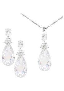 Schmuckset Firetti "Multipack Schmuck Geschenk Silber 925 Halskette Ohrstecker Tropfen", silber (silberfarben, kristallwei&szlig;, kristallwei&szlig;), Schmuck_Sets, Damen, Silber 925 (Sterlingsilber), Schmuckset, mit Zirkonia (synth.)