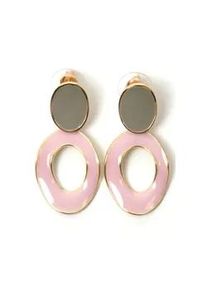 Paar Ohrstecker Firetti "zarte Farben, modern, schick", grau (gelbgoldfarben, rosa, grau), Ohrringe, Damen, Metall, mit Emaille