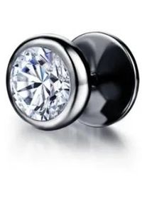 Single-Ohrstecker Firetti "Schmuck Geschenk Ohrschmuck einzeln Glamour", schwarz-wei&szlig; (schwarz, kristallwei&szlig;, kristallwei&szlig;), Ohrringe, Damen, 9,9mm, Edelstahl, mit Zirkonia (synth.)