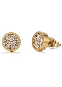 Paar Ohrstecker Kingka "Stardust", gold (gelbgoldfarben), Ohrringe, Damen, 8mm, Edelstahl