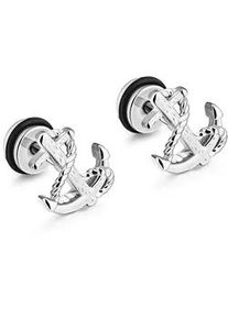 Paar Ohrstecker Firetti "Schmuck Geschenk Ohrschmuck Fake Plug Anker", schwarz (edelstahlfarben, schwarz), Ohrringe, Damen, 6,9mm, Edelstahl Kautschuk, Edelstahl, Kautschuk