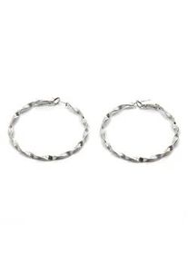 Paar Creolen Firetti "Ohrschmuck Blatt h&auml;ngend lang", silber (silberfarben), Ohrringe, Damen, 48mm, Metall