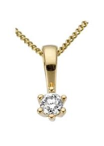 Kettenanh&auml;nger Firetti "Schmuck Geschenk Gold 750 Halsschmuck Anh&auml;nger Halskette Solit&auml;r", gold (gelbgoldfarben, gwgetoentes, wei&szlig;), Schmuckanh&auml;nger, Damen, 0,1 P2 = erkennbare Einschl&uuml;sse, Diamanten Gelbgold 585, 0,35 g, Diamanten, Gelbgold 585, Kettenanh&auml;nger, mit Brillant in Krappenfassung