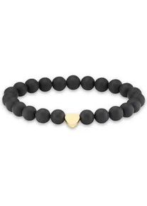 Armband Firetti "Schmuck Geschenk Herz Element, Steinarmband, Partnerarmband", schwarz (gelbgoldfarben, schwarz, matt, schwarz, matt), Armb&auml;nder, Damen, 19cm, Edelstahl Polyester, Edelstahl, Polyester, Armband, Made in Germany - mit Onyx oder Tigerauge