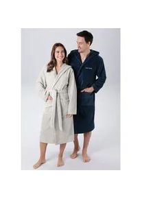 Unisex-Bademantel Bruno Banani "Daniel, ideal f&uuml;r Sauna & Spa, Hotelbademantel, Morgenmantel" Gr. S, grau (hellgrau), S, Veloursfrottier, Hausm&auml;ntel, Damen & Herren Bademantel, lang, mit Taschen, S-5XL