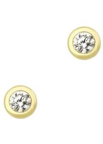 Paar Ohrstecker Amor "2013699", gold (gelbgoldfarben, kristallwei&szlig;, kristallwei&szlig;), Ohrringe, Damen, 5mm, Gelbgold 375, Made in Germany - mit Zirkonia (synth.)