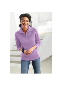 Troyer Casual Looks "Pullover", Damen, Gr. 48, lila (flieder), 50% Baumwolle, 50% Polyacryl, meliert, unifarben, figurumspielend, Pullover Troyer