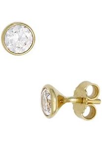 Paar Ohrstecker Jobo, gold (gelbgold 333), Ohrringe, Damen, 4,8mm, Gelbgold 333, rund 333 Gold mit Zirkonia
