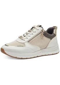 Keilsneaker Tamaris, Damen, Gr. 36, wei&szlig; (ivory kombiniert), Lederimitat, Textil, Schuhe Sneaker, Freizeitschuh, Halbschuh, in schmaler Form, vegane Verarbeitung