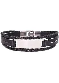 Lederarmband Firetti "Schmuck Geschenk Armschmuck ID-Armband- Optik", schwarz (edelstahlfarben, schwarz), Armb&auml;nder, Herren, 20cm, Edelstahl Leder, Edelstahl, Leder, Lederarmband, Made in Germany