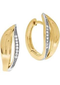 Paar Creolen Firetti "Schmuck Geschenk Silber 925 Blattoptik", gelb (gelbgoldfarben, silberfarben, kristallwei&szlig;, kristallwei&szlig;), Ohrringe, Damen, 16mm, Silber 925 (Sterlingsilber), mit Zirkonia (synth.)